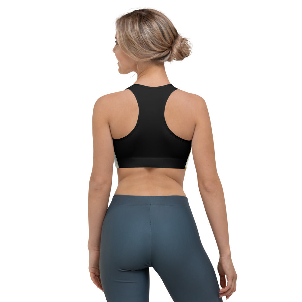 Full Coverage Racerback Sports Bra With Sunflower Print