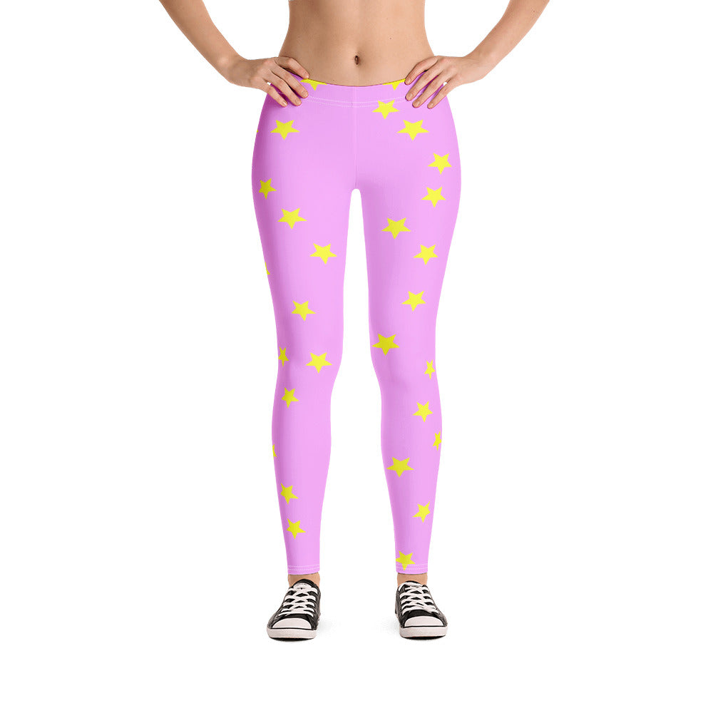 Pink and Yellow Star Leggings